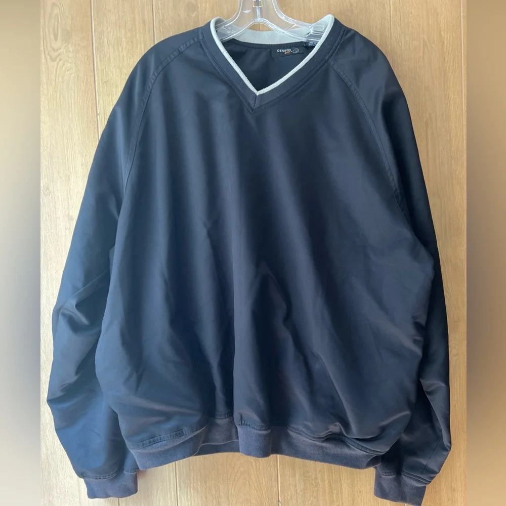 George Golf Sweatshirt Windbreaker Men’s XL Black V-Neck Retro Style Pullover